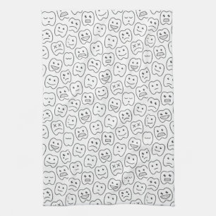 Happy Teeth Pattern Tea Towel