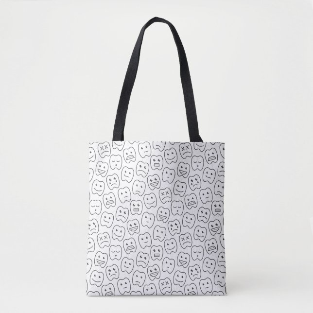 Happy Teeth Pattern Tote Bag (Front)