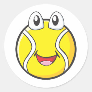 Happy Tennis Ball Classic Round Sticker
