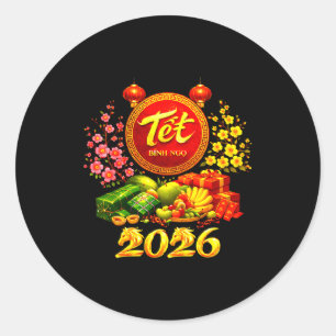 Happy Tet 2026 Year Of The Horse Vietnamese Tet Ng Classic Round Sticker
