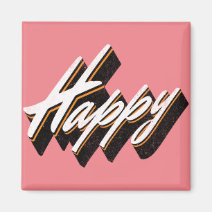 Happy text design magnet