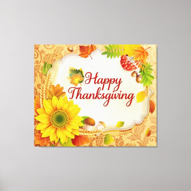 Happy Thanksgiving 13 Wrapped Canvas (Front)