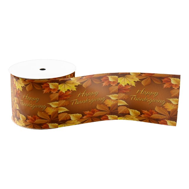 Happy Thanksgiving 1  3" Wide Ribbon Grosgrain Ribbon (Spool)