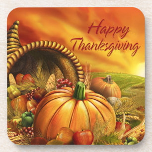 Happy Thanksgiving 2 Options Coasters