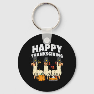 Happy Thanksgiving 3 Llama Fall Autumn Alpaca Men  Key Ring