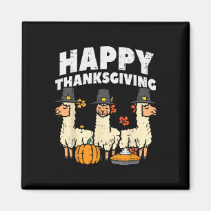Happy Thanksgiving 3 Llama Fall Autumn Alpaca Men Magnet