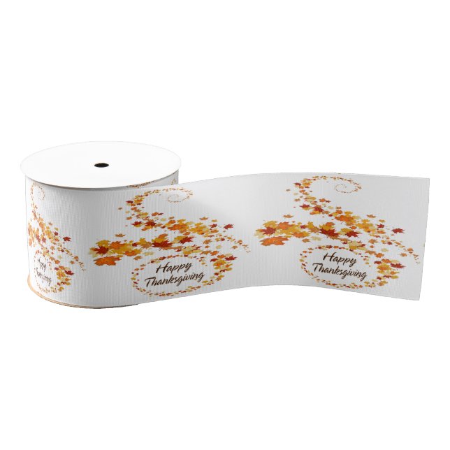 Happy Thanksgiving 4  3" Wide Ribbon Grosgrain Ribbon (Spool)