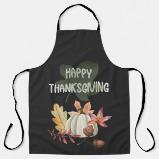 Happy Thanksgiving- Abstract Fall Pumpkin Leaves  Apron