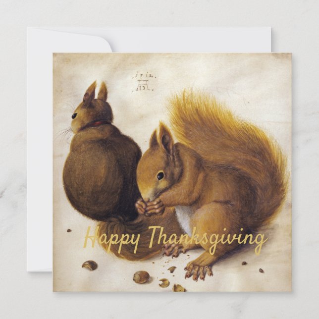 Happy Thanksgiving - Albrecht Dürer Two Squirrels  (Front)