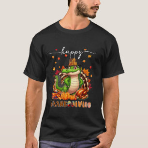 Happy Thanksgiving Alligator Costume Turkey Fall L T-Shirt