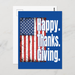 Happy Thanksgiving American Flag  Postcard