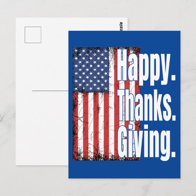 Happy Thanksgiving American Flag  Postcard (Front/Back)