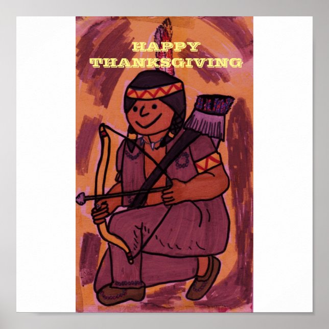 HAPPY THANKSGIVING AMERICAN INDIAN POSTER (Front)