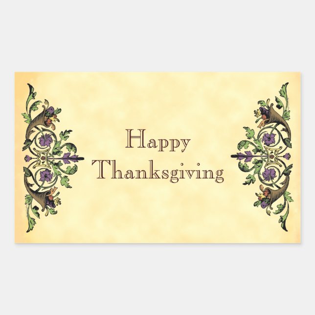 Happy Thanksgiving Antique Cornucopias Art Sticker (Front)