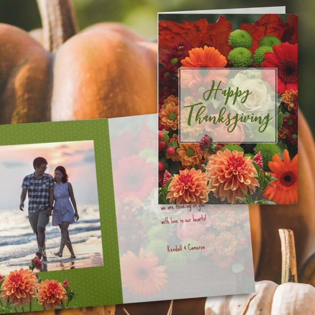 Happy Thanksgiving Autumn Bouquet Photo Holiday Card (Creator Uploaded)