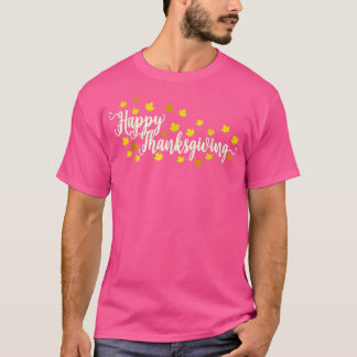 Happy Thanksgiving Autumn Fall Leaves Cute Thanksg T-Shirt
