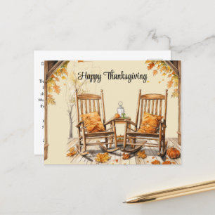 happy thanksgiving autumn fall leaves holiday postcard