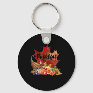Happy Thanksgiving Autumn Fall Maple Leaves Thankf Key Ring