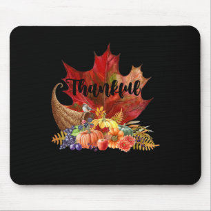 Happy Thanksgiving Autumn Fall Maple Leaves Thankf Mouse Mat