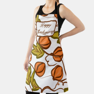 Happy Thanksgiving Autumn Fall Pumpkin Vines Apron