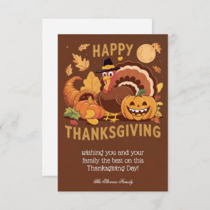 Happy Thanksgiving Autumn Flat Greeting Card