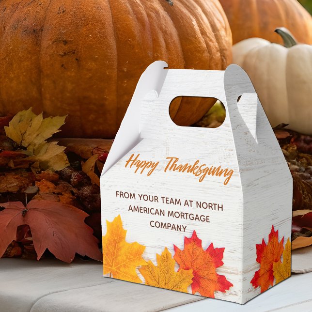 Happy Thanksgiving Autumn Leaves Business Party Favour Box (Creator Uploaded)