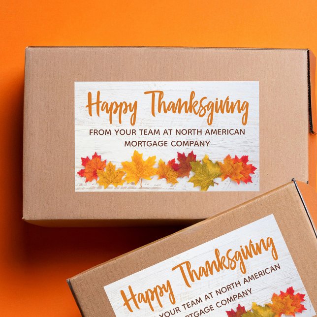 Happy Thanksgiving Autumn Leaves Company Party Rectangular Sticker (Creator Uploaded)