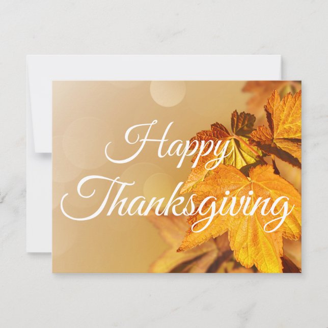 Happy Thanksgiving Autumn Leaves  Holiday Card (Front)