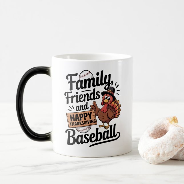 Happy Thanksgiving Autumn Leaves Magic Mug (With Donut)