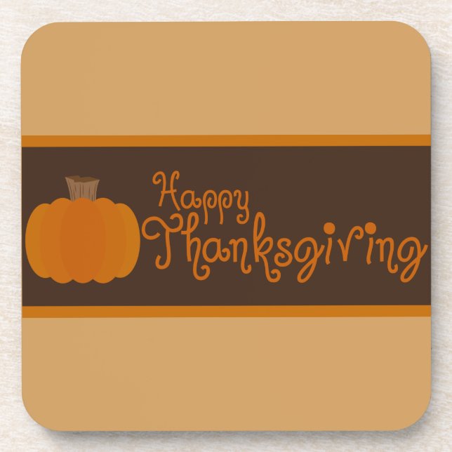 Happy Thanksgiving Autumn Pumpkin Coaster (Front)