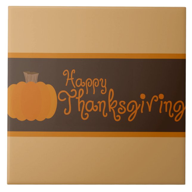 Happy Thanksgiving Autumn Pumpkin Tile (Front)