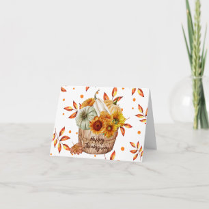 Happy Thanksgiving Autumn Pumpkins and Sunflowers Card