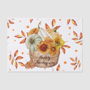 Happy Thanksgiving Autumn Pumpkins and Sunflowers Tissue Paper