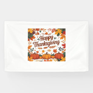 Happy Thanksgiving – Autumn Pumpkins & Fall Leaves Banner