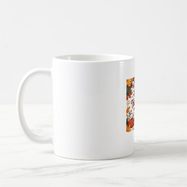 Happy Thanksgiving – Autumn Pumpkins & Fall Leaves Coffee Mug (Left)