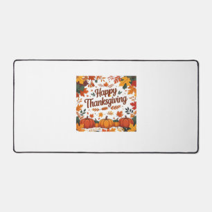 Happy Thanksgiving – Autumn Pumpkins & Fall Leaves Desk Mat