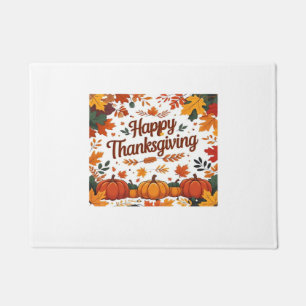 Happy Thanksgiving – Autumn Pumpkins & Fall Leaves Doormat