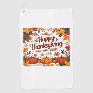 Happy Thanksgiving – Autumn Pumpkins & Fall Leaves Golf Towel