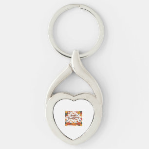 Happy Thanksgiving – Autumn Pumpkins & Fall Leaves Key Ring