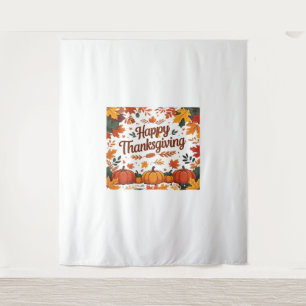 Happy Thanksgiving – Autumn Pumpkins & Fall Leaves Tapestry