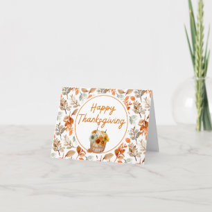 Happy Thanksgiving Autumn Pumpkins & Sunflowers Card