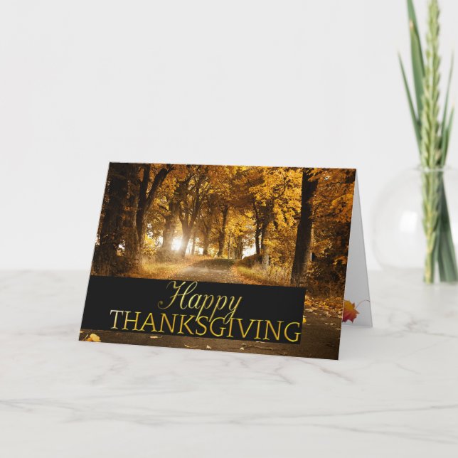 Happy Thanksgiving Autumn Road Holiday Card (Front)