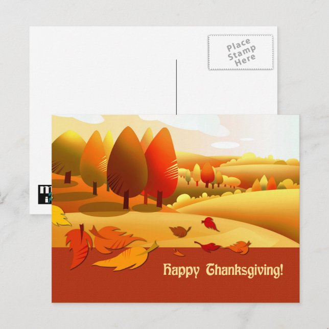 Happy Thanksgiving Autumn Scenery  Holiday Postcard (Front/Back)