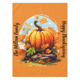 Happy Thanksgiving Autumnal colours pumpkin Tablecloth