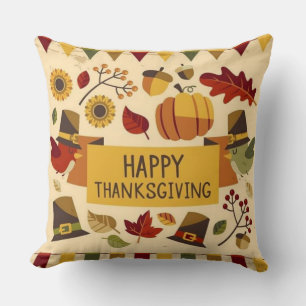 Happy Thanksgiving Banner Cushion