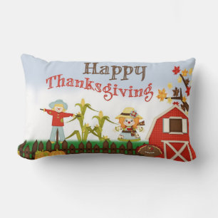 Happy Thanksgiving Barn Yard Lumbar Cushion