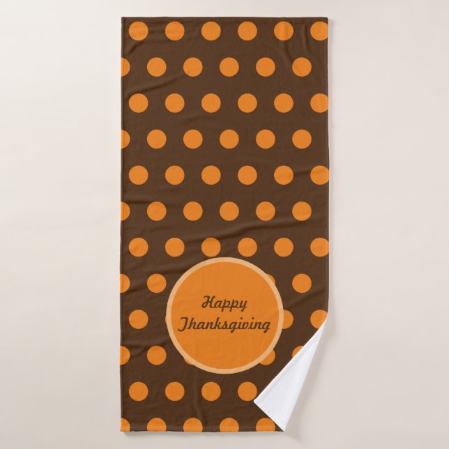 Happy Thanksgiving Bath Towel (Brown & Orange) (Bath Towel)