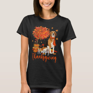 Happy Thanksgiving Beagle And Autumn Tree Beagle L T-Shirt