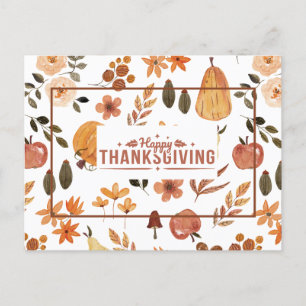 Happy Thanksgiving Beautiful Autumn Harvest Holiday Postcard
