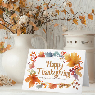 Happy Thanksgiving Beautiful Leaves Custom Company Holiday Card